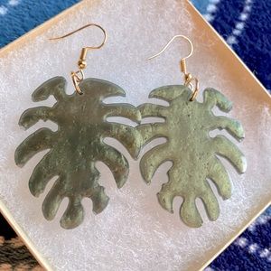 Handcrafted Resin Palm Leaf Earrings